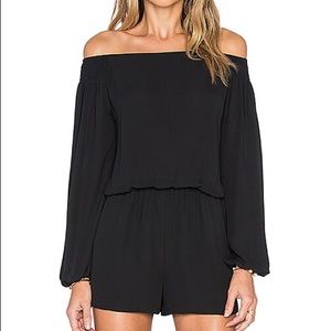 Off The Shoulder Romper in Black by Eight Sixty